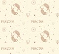 Zodiac Pisces Background Seamless Pattern. Astrology Signs Royalty Free Stock Photo