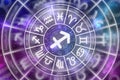 Zodiac Sagittarius symbol inside of horoscope circle