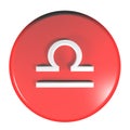 ZODIAC SCALE ICON red circle push button - 3D rendering illustration Royalty Free Stock Photo