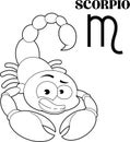 Outlined Scorpio Cartoon Character Horoscope Zodiac Sign