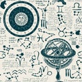 Zodiac seamless pattern with lorem ipsum text