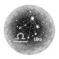 Zodiac series:isolated grey circle with the constellation libra