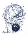 Zodiac sign Aquarius a beautiful girl. Horoscope. Astrology. Vector Royalty Free Stock Photo