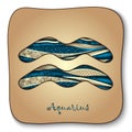 Zodiac sign - Aquarius. Doodle hand-drawn style Royalty Free Stock Photo