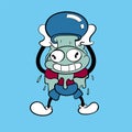 Zodiac sign Aquarius is drenched. Vintage toons: funny character, vector illustration trendy classic retro cartoon style