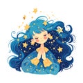 zodiac sign Aquarius with golden stars illustration on white background