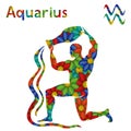 Zodiac sign Aquarius with stylized flowers Royalty Free Stock Photo
