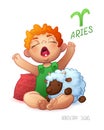 Zodiac sign Aries. Horoscope Sign Aries. Redhead Babyboy enjoys playing Sheep. Wake up Baby