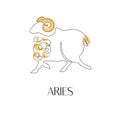 Zodiac sign Aries. One line. Vector illustration in the style of minimalism Royalty Free Stock Photo