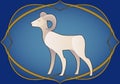 Zodiac Sign. Aries. Ram inside in an ornamental frame. Medieval style Royalty Free Stock Photo