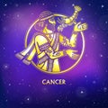 Zodiac sign Cancer. Character of Sumerian mythology. Gold imitation.