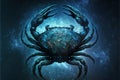 Zodiac sign of Cancer, crab with magic light and stars in space, generative AI