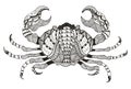 Zodiac sign - Cancer. Vector illustration. Crab. Zentangle styli