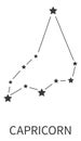 Zodiac sign. Capricorn constellation. Astrological horoscope stars simple structure. Esoteric celestial abstract black