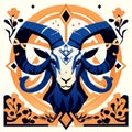 Zodiac sign Capricorn. Goat head. Vector illustration. Generative AI