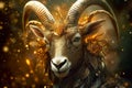 Zodiac sign of Capricorn, luxury fairy tale goat on dark background Royalty Free Stock Photo