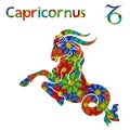 Zodiac sign Capricornus with stylized flowers Royalty Free Stock Photo