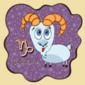 Zodiac sign cartoon Capricorn, astrological character, hand drawing. Painted funny capricorn in the frame in the form of an abstra Royalty Free Stock Photo