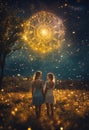 zodiac sign Gemini on a background of stars. Selective focus. Royalty Free Stock Photo