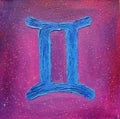 Original Painting Gemini Oil Painting Art Zodiac Sign Wall Decor Impasto