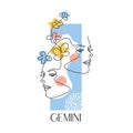 Zodiac sign Gemini. The symbol of the astrological horoscope. Vector illustration. Royalty Free Stock Photo