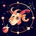 Zodiac sign Goat. Astrological horoscope circle. Vector illustration Generative AI Royalty Free Stock Photo