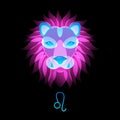 Zodiac sign head neon leo