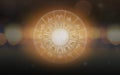 Zodiac sign horoscope astrology for foretell and fortune telling education course concept with horoscopic wheel on constellation