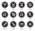 Set of Zodiac sign icons. Vector illustrations. Royalty Free Stock Photo