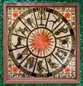 Zodiac sign icons on granite stone carved