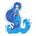 Zodiac, zodiac sign illustration as a beautiful girl with braids. Vintage zodiac boho style fashion illustration Royalty Free Stock Photo