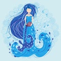 Zodiac, zodiac sign illustration as a beautiful girl with braids. Vintage zodiac boho style fashion illustration Royalty Free Stock Photo