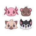 Cute cartoon animal icons collection Royalty Free Stock Photo