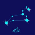 Zodiac sign Leo on blue background of the starry sky Royalty Free Stock Photo