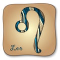 Zodiac sign - Leo. Doodle hand-drawn style Royalty Free Stock Photo