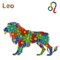 Zodiac sign Leo with stylized flowers