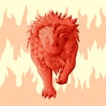 Zodiac sign leo on pink fire background