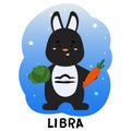 Zodiac sign Libra. Black rabbit vector illustration