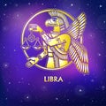 Zodiac sign Libra. Character of Sumerian mythology. Gold imitation. Royalty Free Stock Photo