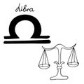 Zodiac sign Libra, vector hand-drawn illustration