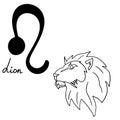 Zodiac sign Lion, vector hand-drawn illustration