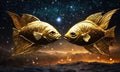 zodiac sign Pisces on a background of stars. Selective focus. Royalty Free Stock Photo