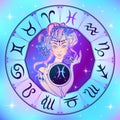 Zodiac sign Pisces a beautiful girl. Horoscope. Astrology. Vector