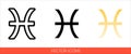 Zodiac sign pisces from February to March icon of 3 types color, black and white, outline. Isolated vector sign symbol Royalty Free Stock Photo