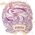 Zodiac sign - Pisces. Two fishes jumping from the water Royalty Free Stock Photo