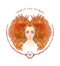 Zodiac sign. Portrait of a woman. Aries Royalty Free Stock Photo