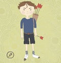 Zodiac sign Sagittarius. The boy with the arrows. Royalty Free Stock Photo