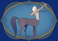 Zodiac Sign. Sagittarius. Centaur armed with a bow shooting an arrow inside in an ornamental frame. Medieval style Royalty Free Stock Photo