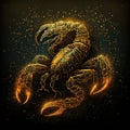 Zodiac sign of Scorpio, fantasy gold scorpion on night sky background, generative AI Royalty Free Stock Photo