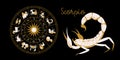 Zodiac sign Scorpio. Horoscope and astrology. Full horoscope in the circle. Horoscope wheel zodiac with twelve signs vector